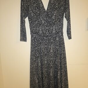 Maggy London Black and Gray Long Sleeve Dress